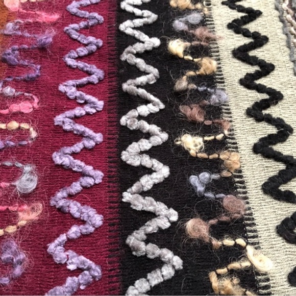 Multi color sequin boho scarf or wrap in berry rust cream brown and black - Picture 9 of 13